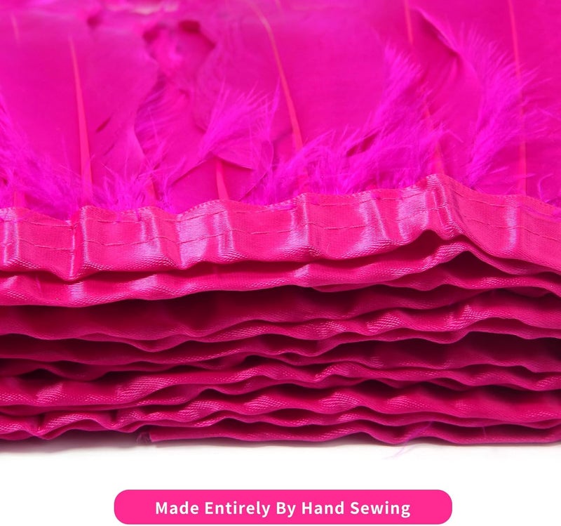 MAOFENG 2 Yards Natural Goose Feathers Trim Sewing Fringe Fashion Dress Sewing 6-8inch for DIY Handicrafts Costumes Decoration,Rose Red - Image 3